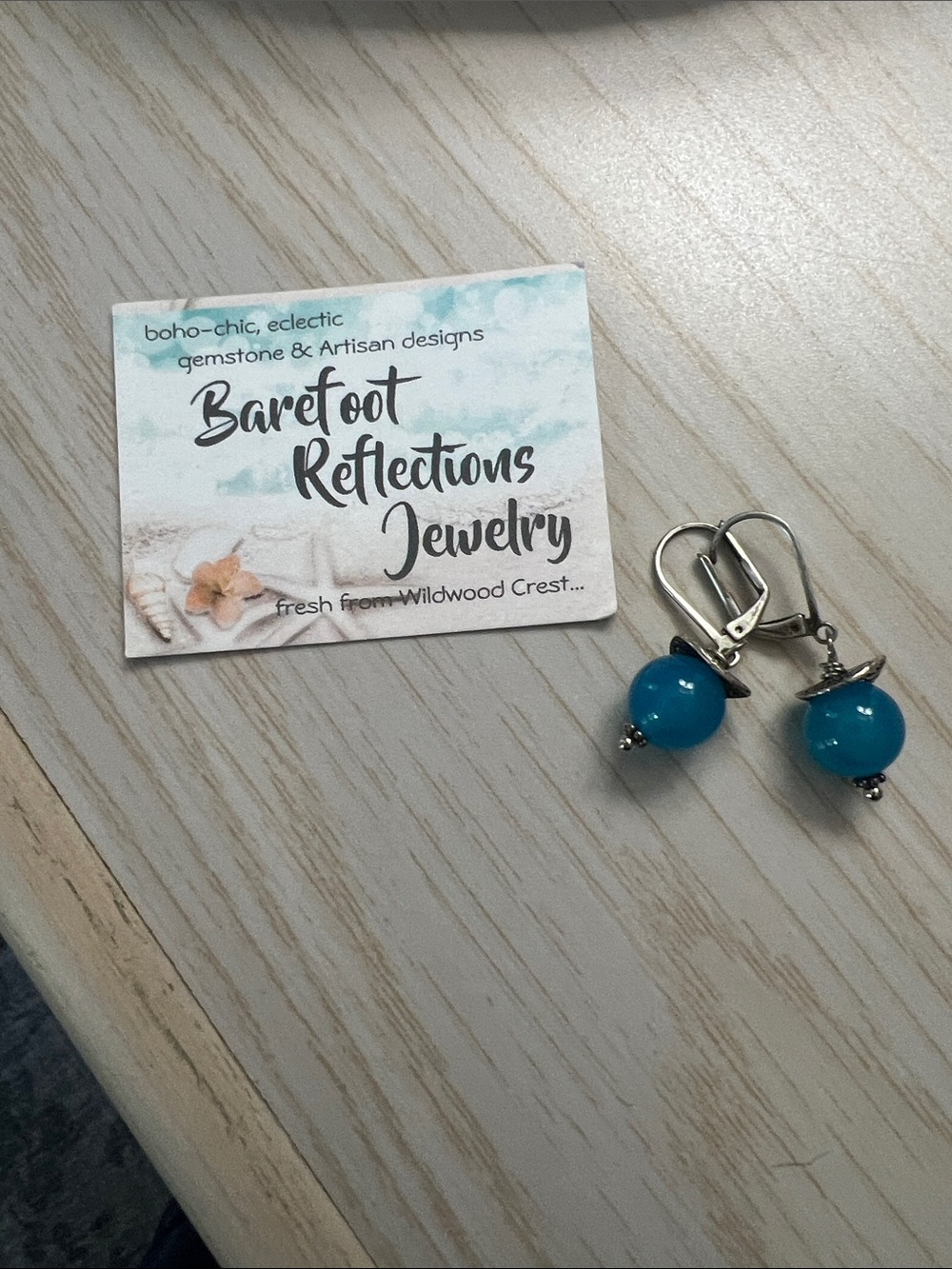 Barefoot Reflections Blue Bead Drop Earrings